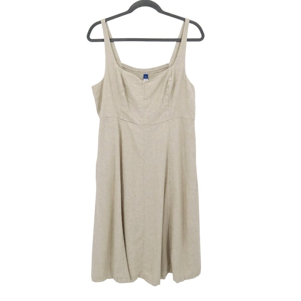 Old Navy Linen‎ Dress Womens XXL Beige Cottagecore Boho Feminine Coastal Prairie